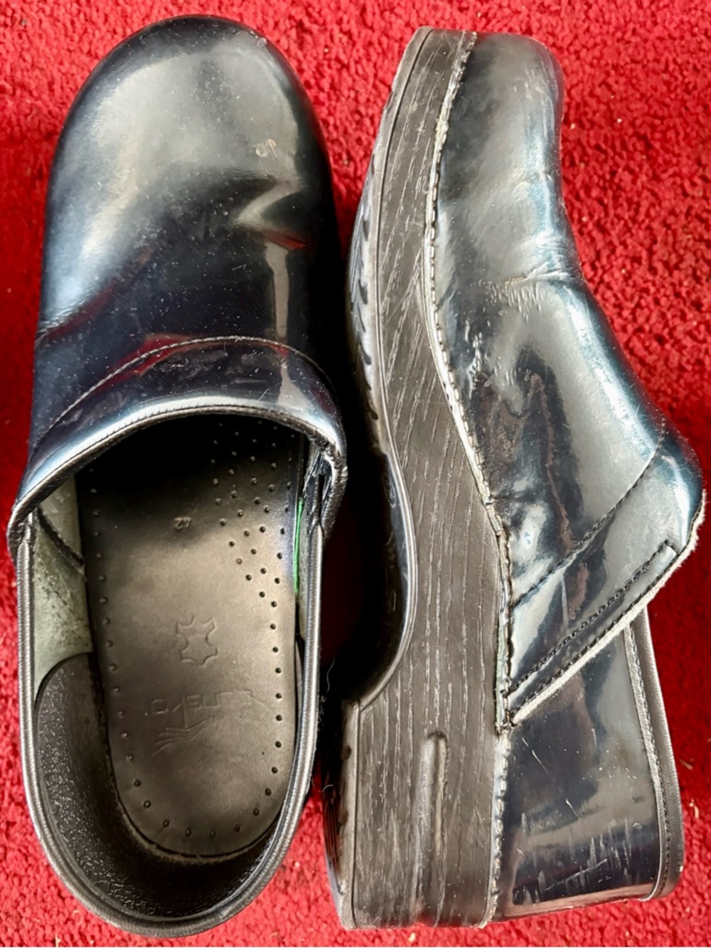Dansko Black Patent Slip-On Clogs